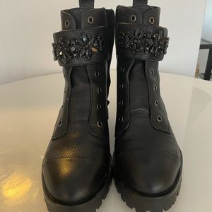 Excellent condition - Karl Lagerfeld black leather combat boots size 8